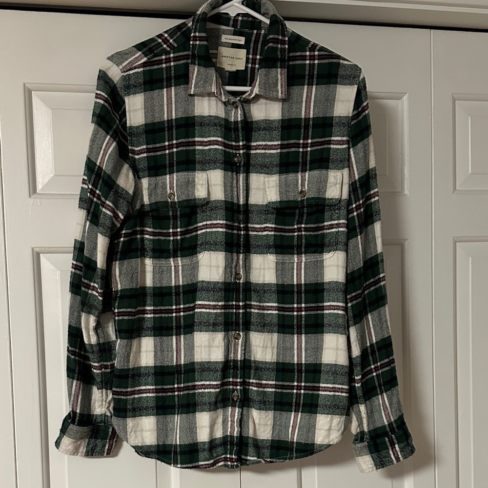 Green and White Plaid woman’s  Shirt